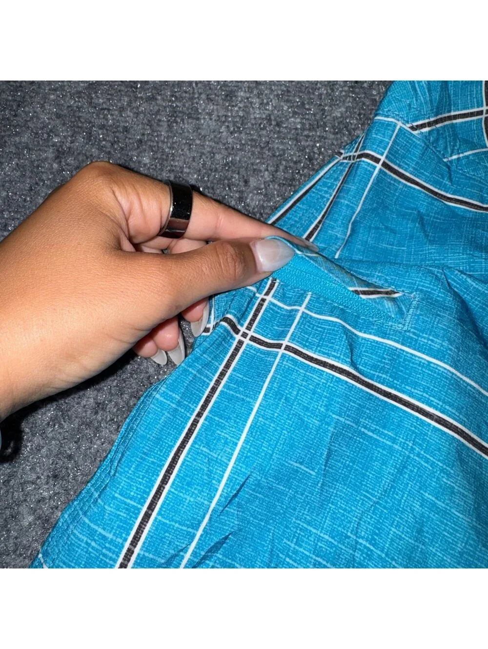 Quiksilver Blue Pinstripe Surf Board Shorts Mens MD Vtg y2k 90s Rare